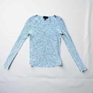 Ann Taylor Heather Gray Ribbed Long Sleeve Sweater